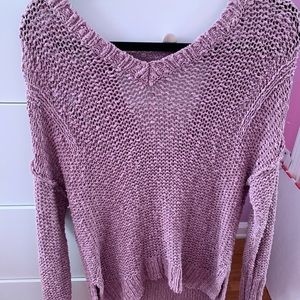 Purple open stitch sweater